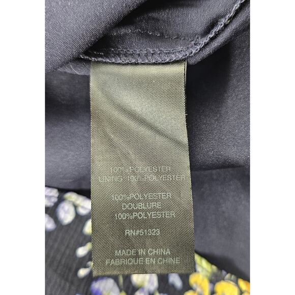 Cynthia Steffe Blue Yellow Floral Cold Shoulder Bell Sleeve ruffle dress size 0 - Picture 4 of 7